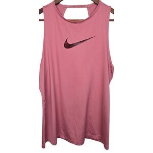 Nike Pro Pink Sleeveless Cutout Back Tank Top Athletic Workout Shirt Womens M